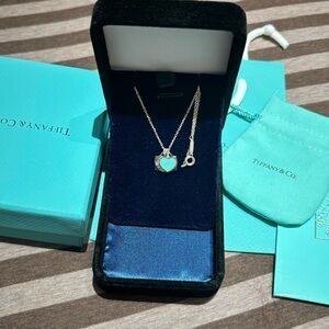 Elegant Tiffany & Co. Silver Necklace with Turquoise Heart